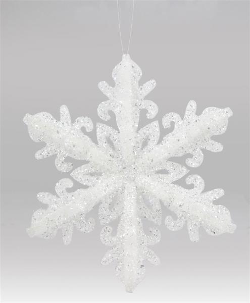 7.75 GLITTER/FOAM Snowflake Ornament White