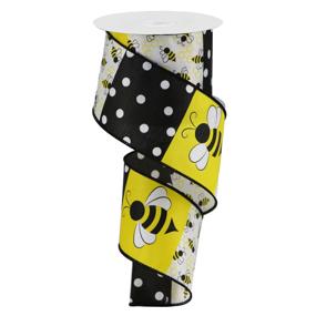 Craig Bachman Bumble Bee Block Pattern Wired Ribbon, 10 Yards (White, –  Door and Decor, LLC